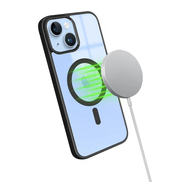 iPhone 14 Magsafe Özellikli Renkli Clear Case Kapak - 7