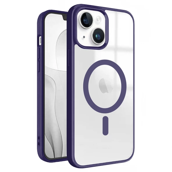 iPhone 14 Magsafe Özellikli Renkli Clear Case Kapak - 2