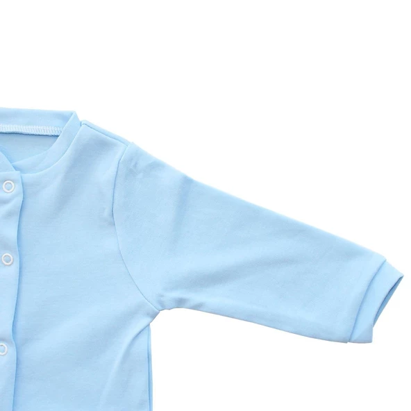 Sade Mavi Bereli Eldivenli Bebek Tulum - 3