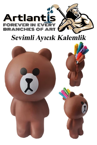 Silikon Sevimli Ayıcık Kalemlik 1 Adet Yumuşak Silikon Sevimli Hayvanlar Kalem Kutusu Eğlenceli Hediyelik Kalemlik - 2