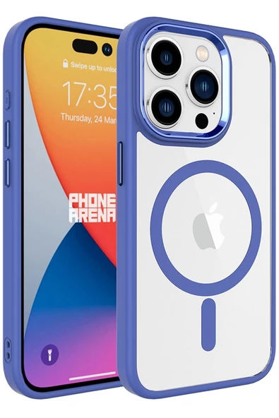 Apple iPhone 15 Pro Max Kılıf Wireless Şarj Özellikli Krom Magsafe Silikon Kılıf - 9