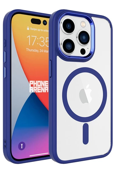 Apple iPhone 15 Pro Max Kılıf Wireless Şarj Özellikli Krom Magsafe Silikon Kılıf - 7