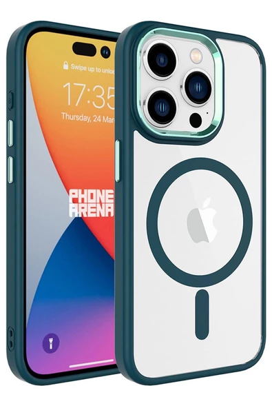 Apple iPhone 15 Pro Max Kılıf Wireless Şarj Özellikli Krom Magsafe Silikon Kılıf - 5