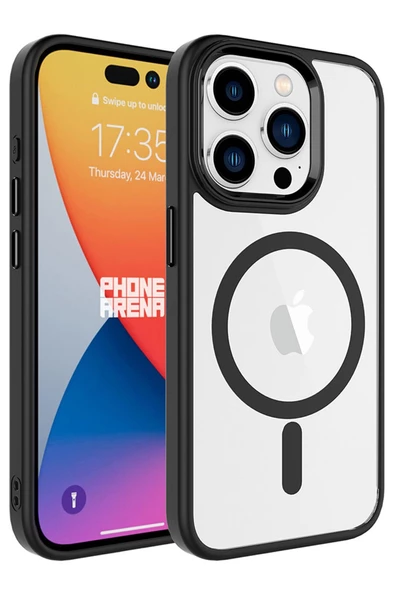 Apple iPhone 15 Pro Kılıf Wireless Şarj Özellikli Krom Magsafe Silikon Kılıf - Resim 2