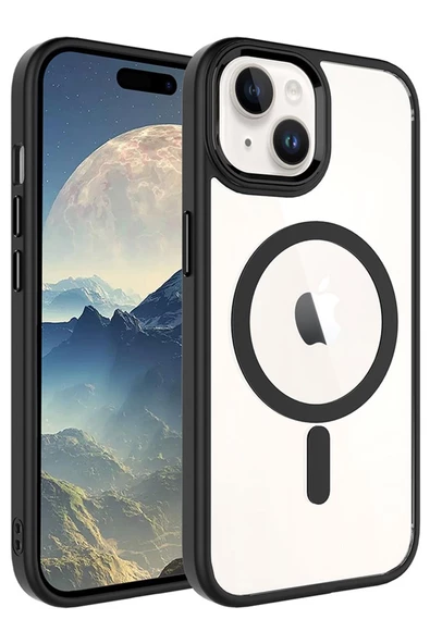 Apple iPhone 15 Plus Kılıf Wireless Şarj Özellikli Krom Magsafe Silikon Kılıf - 2