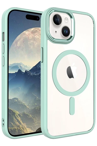 Apple iPhone 15 Plus Kılıf Wireless Şarj Özellikli Krom Magsafe Silikon Kılıf - 3