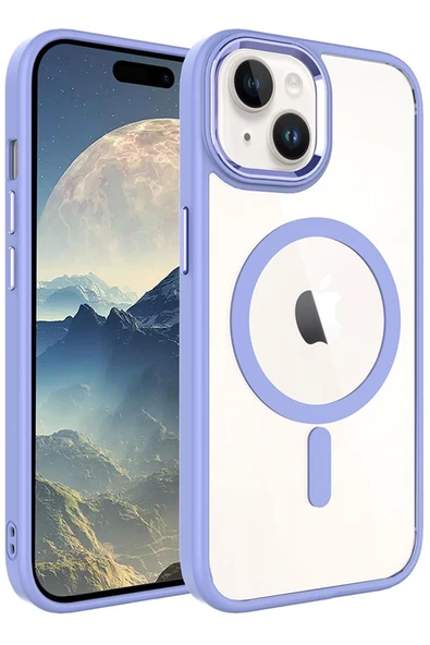 Apple iPhone 15 Plus Kılıf Wireless Şarj Özellikli Krom Magsafe Silikon Kılıf - 4