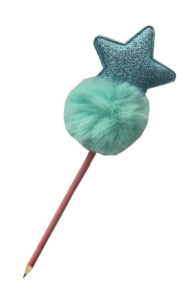 Yıldızlı Ponpon Peluş Kurşun Kalem 1 Adet Peluş Tüylü Yıldız Kurşun Kalem Hediye Kalem Tüylü Sevimli Kalem