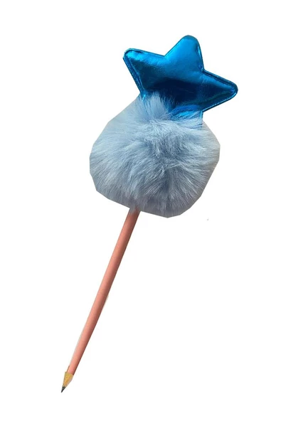 Yıldızlı Ponpon Peluş Kurşun Kalem 1 Adet Peluş Tüylü Yıldız Kurşun Kalem Hediye Kalem Tüylü Sevimli Kalem - 4