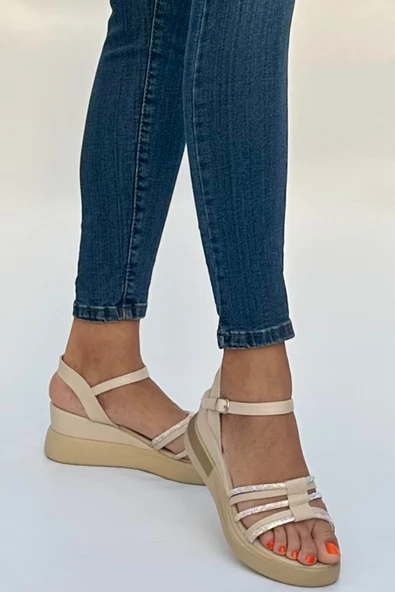 Egez Ten Yüksek Topuklu Kadın Sandalet - 4