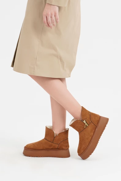 Kadın Bot Kalın Tabanlı Yumuşak Rahat İçi Kürklü - Resim 5