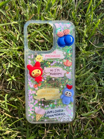 İphone 13 Pro Max Uyumlu Sulu Simli Karakterli Telefon Kılıfı - Resim 4