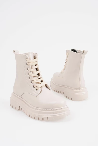 Kadın Bağcıklı Bot Postal Kalın Tırtık Tabanlı Rahat Ayakkabı - 12