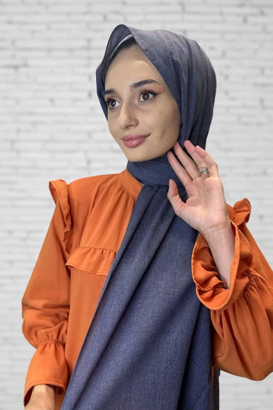 Organik Şal - Pamuk Tek Renk Şal  LACİVERT ürün görseli