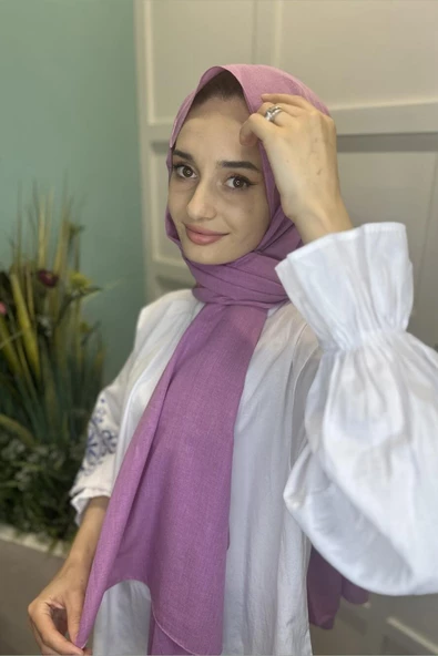 Organik Şal - Pamuk Tek Renk Şal  ŞEKER PEMBE - Resim 5