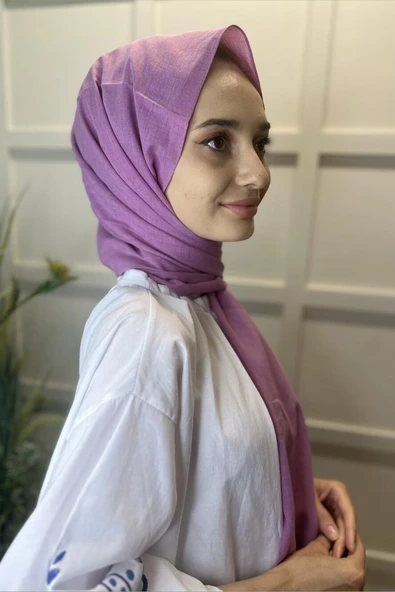 Organik Şal - Pamuk Tek Renk Şal  ŞEKER PEMBE - Resim 3