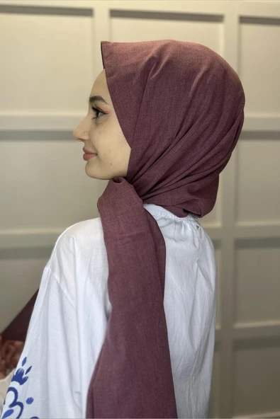 Organik Şal - Pamuk Tek Renk Şal  VİŞNE - Resim 3