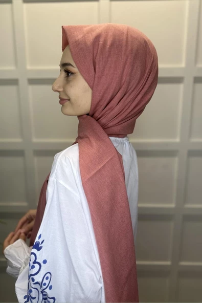 Organik Şal - Pamuk Tek Renk Şal  NAR ÇİÇEĞİ - Resim 2