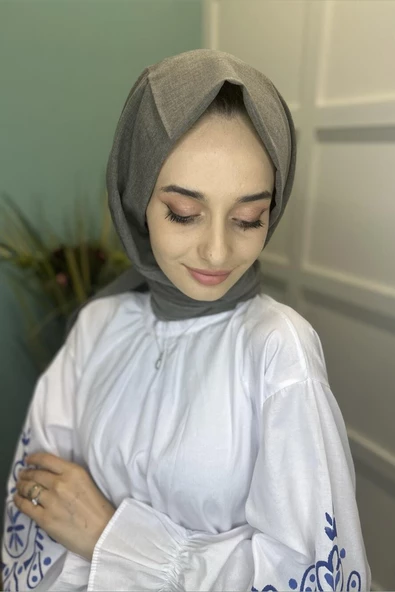 Organik Şal - Pamuk Tek Renk Şal FÜME - 4