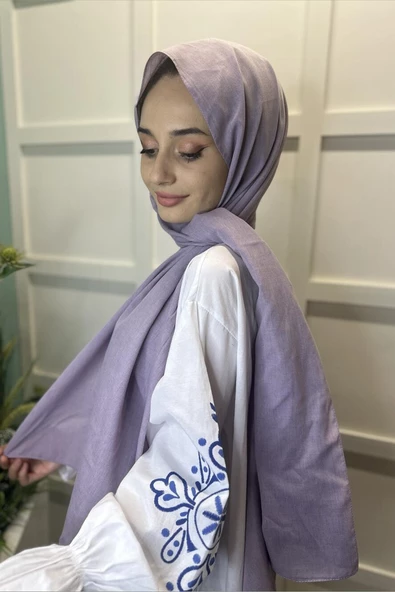 Organik Şal - Pamuk Tek Renk Şal  AÇIK LİLA - Resim 2