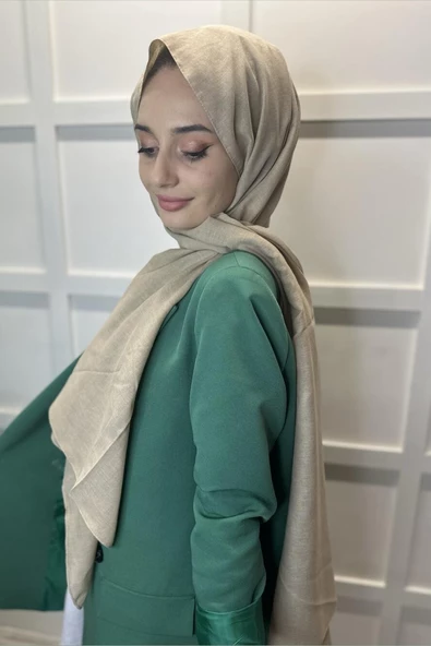 Organik Şal - Pamuk Tek Renk Şal  BEJ - Resim 2