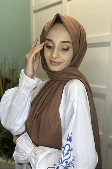 Organik Şal - Pamuk Tek Renk Şal  ÇİKOLATA - Resim 5
