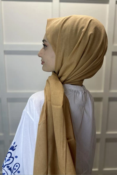 Organik Şal - Pamuk Tek Renk Şal  KOYU HARDAL - Resim 3