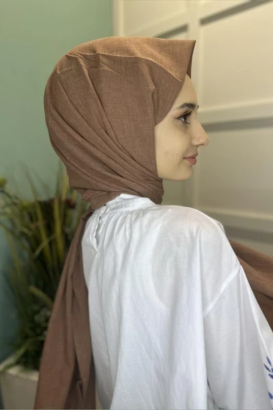 Organik Şal - Pamuk Tek Renk Şal  ÇİKOLATA - Resim 4