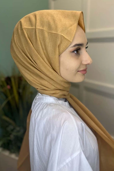 Organik Şal - Pamuk Tek Renk Şal  KOYU HARDAL - Resim 4