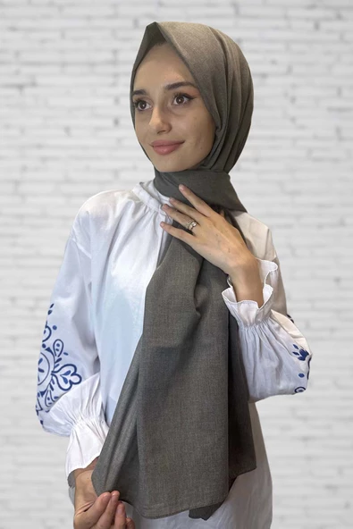 Organik Şal - Pamuk Tek Renk Şal FÜME