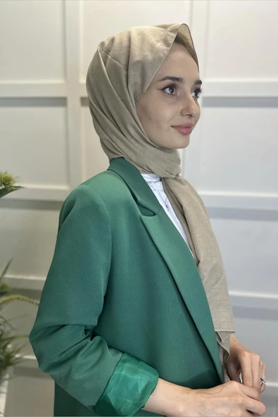 Organik Şal - Pamuk Tek Renk Şal  BEJ - Resim 3