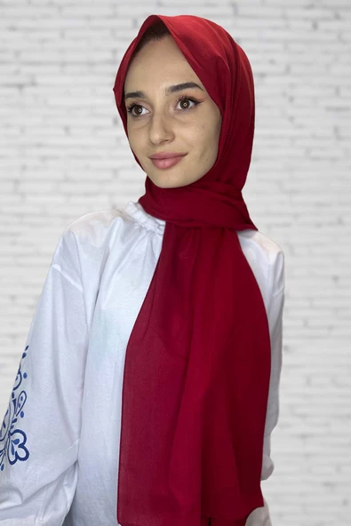 Organik Şal - Pamuk Tek Renk Şal  KIRMIZI ürün görseli