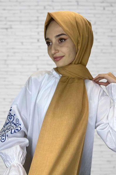 Organik Şal - Pamuk Tek Renk Şal  HARDAL ürün görseli