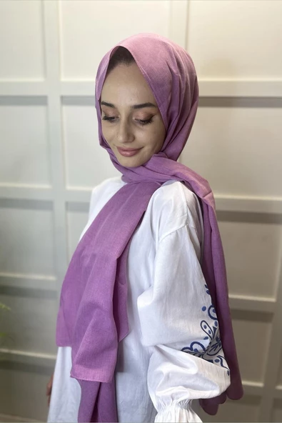 Organik Şal - Pamuk Tek Renk Şal  ŞEKER PEMBE - Resim 2