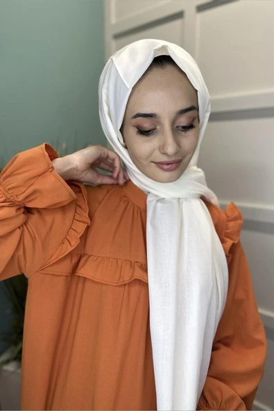 Organik Şal - Pamuk Tek Renk Şal KREM - 4