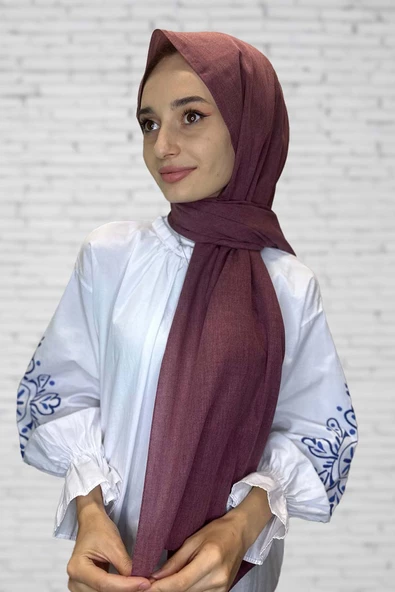 Organik Şal - Pamuk Tek Renk Şal  VİŞNE ürün görseli