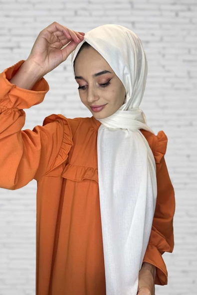 Organik Şal - Pamuk Tek Renk Şal KREM