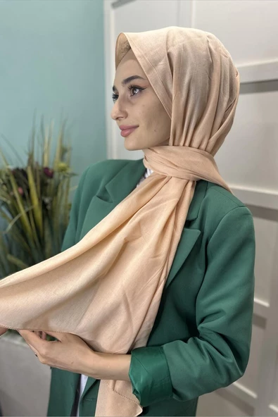 Organik Şal - Pamuk Tek Renk Şal  AÇIK SOMON - Resim 7