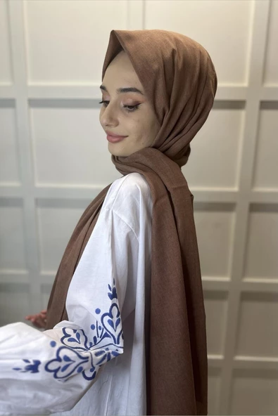 Organik Şal - Pamuk Tek Renk Şal  ÇİKOLATA - Resim 2