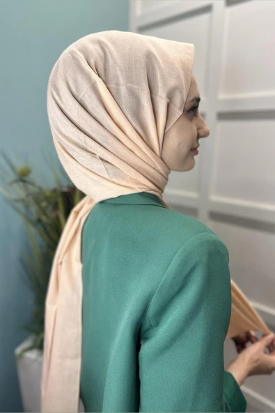 Organik Şal - Pamuk Tek Renk Şal  AÇIK SOMON - Resim 3