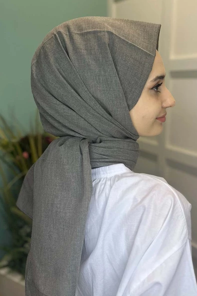 Organik Şal - Pamuk Tek Renk Şal FÜME - 3