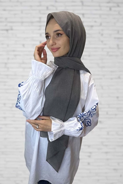 Organik Şal - Pamuk Tek Renk Şal  ANTRASİT ürün görseli