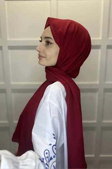 Organik Şal - Pamuk Tek Renk Şal  KIRMIZI - Resim 2