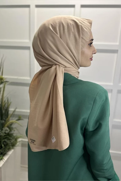 Pamuk Cazz Şal - Kadın Tesettür Şal  AÇIK BEJ - Resim 4