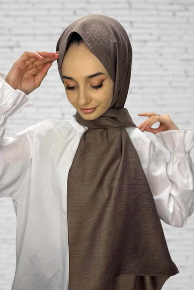 Organik Şal - Pamuk Tek Renk Şal  KAHVE ürün görseli