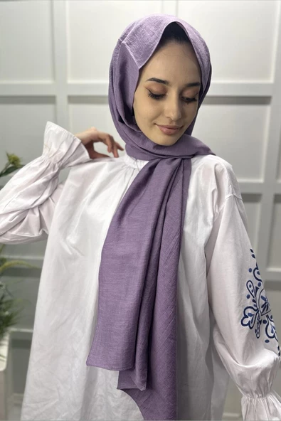 Organik Şal - Pamuk Tek Renk Şal LİLA - 2