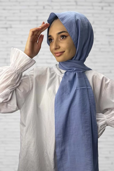 Organik Şal - Pamuk Tek Renk Şal AÇIK İNDİGO