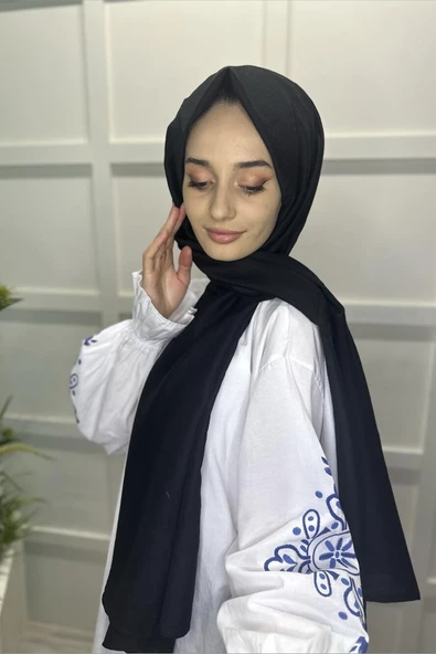 Organik Şal - Pamuk Tek Renk Şal SİYAH - 2