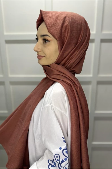 Organik Şal - Pamuk Tek Renk Şal KİREMİT - 3