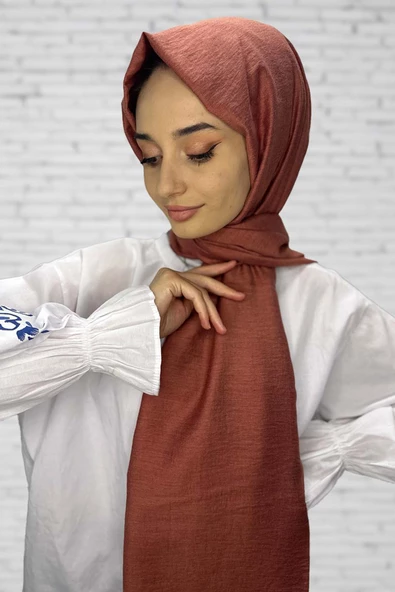 Organik Şal - Pamuk Tek Renk Şal KİREMİT